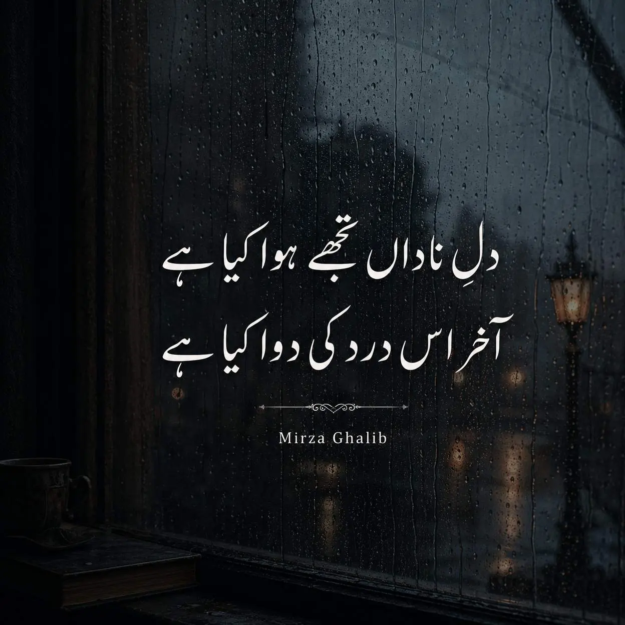 Sad poetry in Urdu 2 lines by Mirza Ghalib - Dil-e-nadaan tujhe hua kya hai